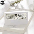LCD Desktop Alarm Clock Transparent Calendar Weather and Digital Temperature and Humidity Display Home Appliance Smart Life.