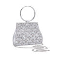 2023 Cross-border Dinner Bag Light Luxury Handbag Women's Diamond PU European and American Chain Bag Silver Pie Opponent Bag. 