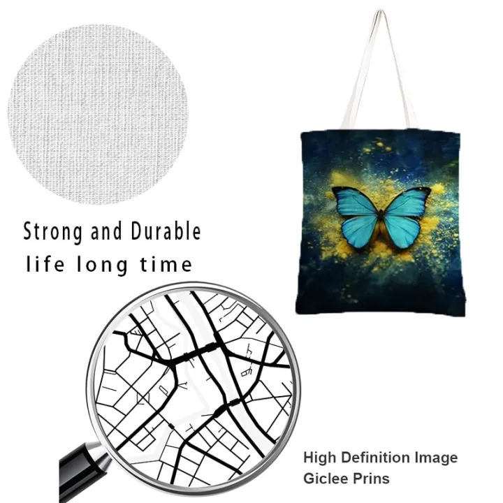 Butterfly%20Print%20Shoulder%20Bags%20Female%20Shopping%20Tote%20Black%20Canvas%20Foldable%20Reusable%20Casual%20Student%20Portable%20School%20Handbag%20Trendy%20-%20Image%207