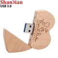 Wedding Love Free Custom Logo Wooden Gift Box USB 3.0 Flash Drive High Speed Pen Drive Maple Real Capacity Memory Stick 64GB. 