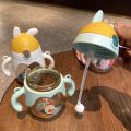 Cute Cartoon Animal Children Cup For Outdoor Travel School Leakproof Choking Proof Baby Feeding Cups With Straws Portable Baby Water Bottle 280ml. 