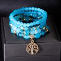 New Life Tree Bracelets Women Bohemian Charm Blue Stone Beads Bracelet Set Ethnic Wrap Bracelets Pulseras Mujer Femme Gift. 