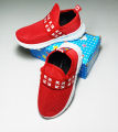 (2-5 Yrs) Red Color Kid Casual Mesh Surface Sneakers Magic Sticker Anti-slip Boy & Girl Sports Shoes. 