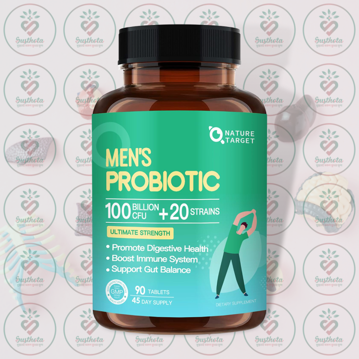 Nature Target Men's Probiotic - 100 Billion CFU - 90 Tablets - with 20 ...