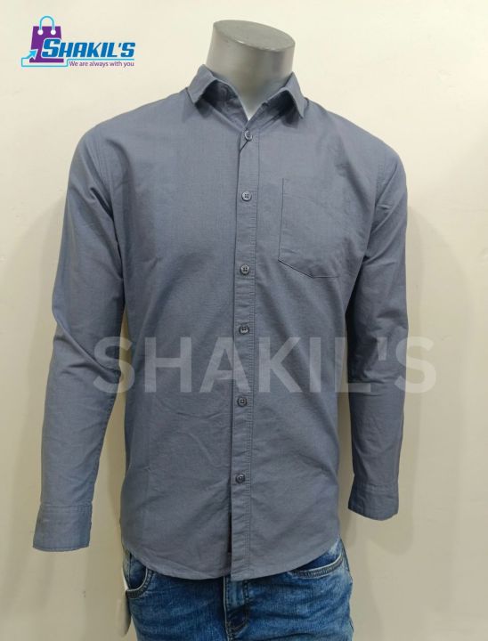 Oxford Cotton Men s Full Sleeve solid color Shirt Ash Color Daraz .bd