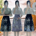 Cao Zhou Yuyue Women's Han Chinese Clothing Song Style Skirt Summer Daily Thin Mid-Length Printing Horse-Face Skirt. 