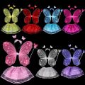 4Pcs/set Fairy Princess Kids Baby Girl Photo Costume Butterfly Wing Wand Headband Tutu Skirt Costume Clothes Set.
