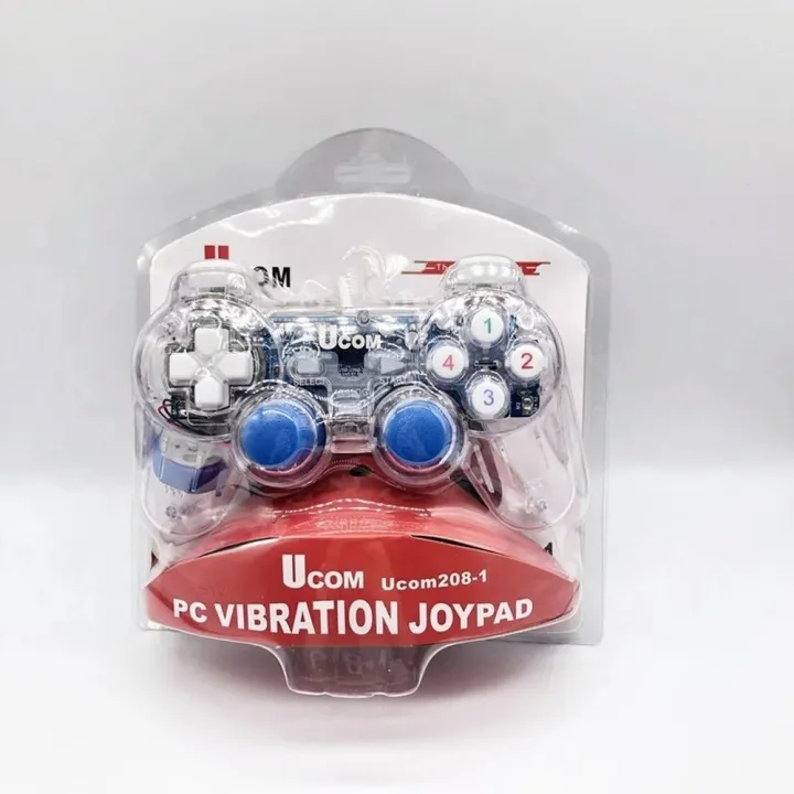 UCOM PC Dual Vibration Transparent Wired Game Controller Gaming Joypad for PC/Laptops