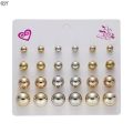 12 pairs/set Crystal Simulated Pearl Earrings Set Women Jewelry Accessories Piercing Ball Stud Earring kit Bijouteria brincos.