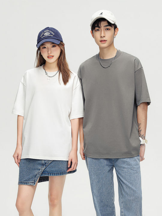 260G%20Heavy%20Cotton%20Summer%20T%20Shirt%20Men%20Korean%20Fashion%20Short%20Sleeve%20Loose%20Basic%20T-shirts%20Solid%20Tops%20Oversized%20Tee%20Unisex%20-%20Image%202