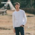 SIMWOOD Spring Long Sleeve T Shirt Men Solid Color 100% Cotton O-neck Tops Plus Size T-shirt SJ120967.