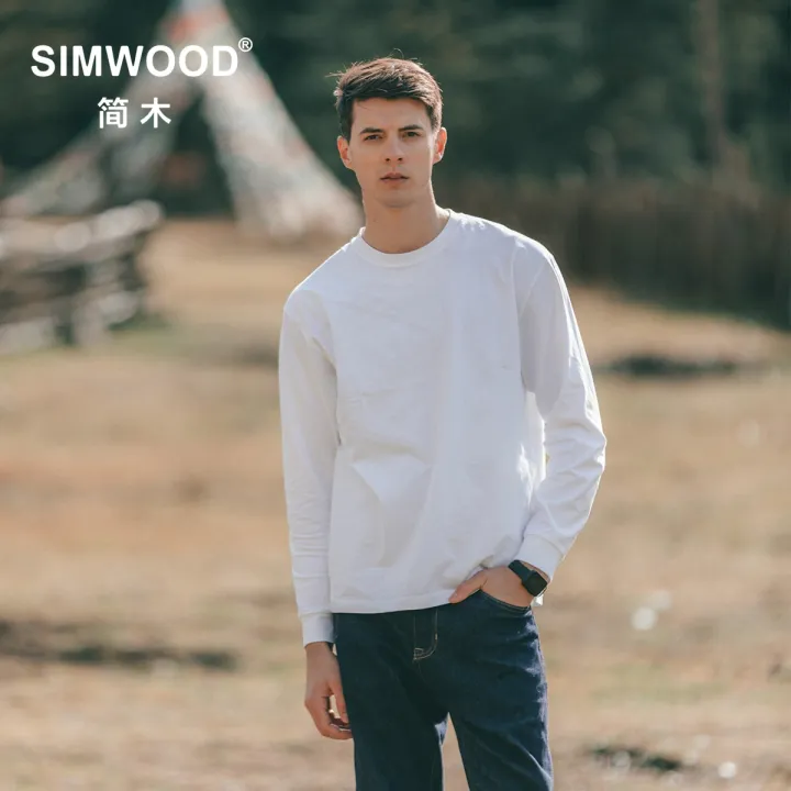 SIMWOOD%20Spring%20Long%20Sleeve%20T%20Shirt%20Men%20Solid%20Color%20100%25%20Cotton%20O-neck%20Tops%20Plus%20Size%20T-shirt%20%20SJ120967%20-%20Image%206