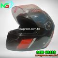 FULL FACE STM BIKE HELMET - BLACK, RED, BLUE & JAZZ GRAPHICS. 