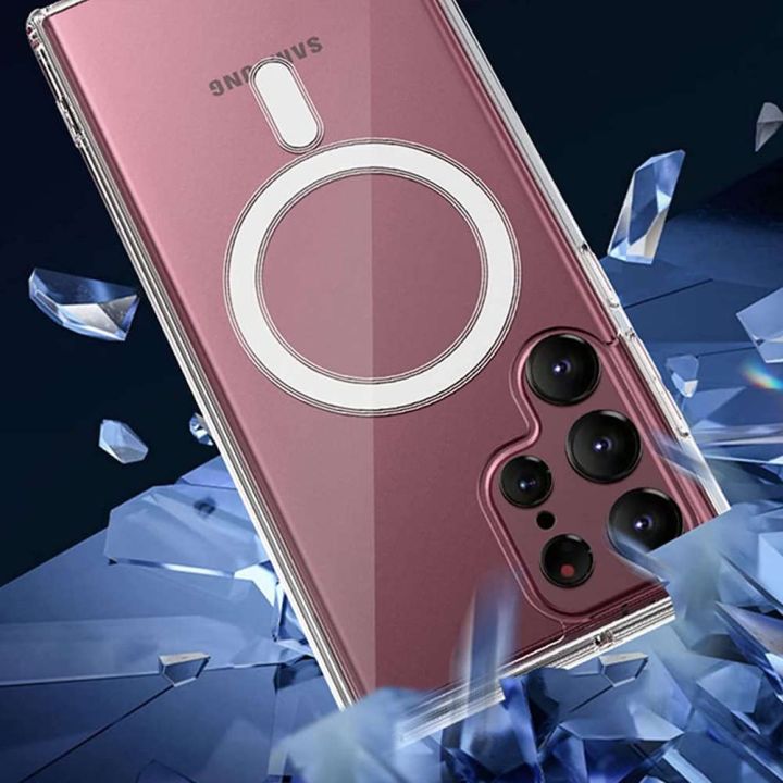 For%20Samsung%20Galaxy%20S22%20Ultra%205G%20MagSafe%20Compatible%20Shockproof%20Transparent%20Slim%20Fit%20Wireless%20Charging%20supported%20Frosted%20Border%20Phone%20Back%20Case%20Mobile%20Cover%20-%20Image%203