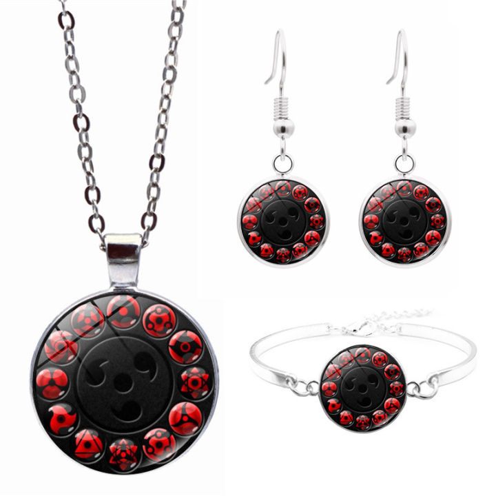 Cross-border%20new%20accessories%20Naruto%20Sharingan%20Time%20Gem%20Necklace%20Bracelet%20Earring%20Set%20Decoration%20-%20Image%206