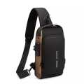 Anti-theft Travel Bag Male USB Charging Chest Bag Pack Multifunction Patent Leather Chest Bag Men Waterproof Men Crossbody Bag. 