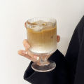 Creative Striped Glass Ball High Feet Glas  Glasses Goblet Vintage Drinking Cup Vintage Coffee Juice  s Cup. 