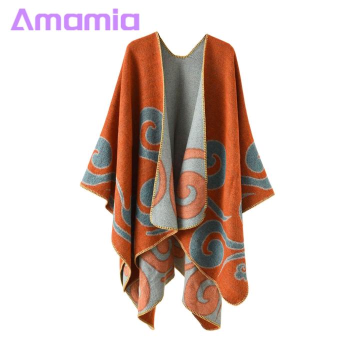 Amamia%20Women%20Autumn%20Cape%20Irregular%20Hem%20Contrast%20Color%20Fall%20Poncho%20-%20Image%208