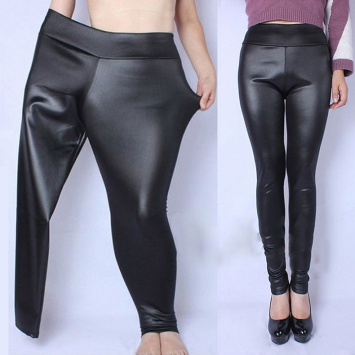 Faux Leather PU Pants Plus Size XL-5XL High Waist Pencil Pant Women Trousers Casual Skinny Elastic Stretch Pencil Pants