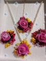 Artificial flower ornaments holud,boishak, falgun etc occasional jewelry for girls and women 4 piece set floral jewellery set. 