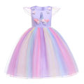 New Girl Rainbow Unicorn Dress For Kids Embroidery Ball Gown Baby Girl Princess Birthday Dresses Party Costume Children Clothing. 