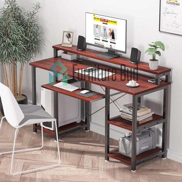 Computer%20Desk%20with%20Monitor%20Stand%20Storage%20Shelves%20Keyboard%20Tray%20-%2048%20Inches%20Studying%20Writing%20Table%20for%20Home%20Office%20-%20Image%205