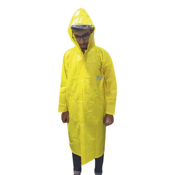 Raincoat Yellow Polyester For Men - Rain Coat