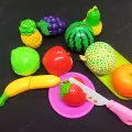 Play Food Toy cutting Fruit & Food cutter Set play Kitchen Kits early Education Toys for Girls 10 Pcs. 