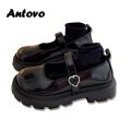 Antovo Mary Jane Shoes Lolita Shoes Latform Loafers Women Retro British Small Leather Shoes Lolita Jk Small Leather Shoes Women. 