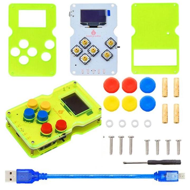 Keyestudio GAMEPI ATMEGA32U4 DIY Kit HandheldCon W/OLED Game Machine Console Starter Kit for Arduino compatible with ARDUBOY