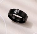 Anime Naruto Kakashi Konoha Hidden Leaf Stainless Steel Rings For Men Women.