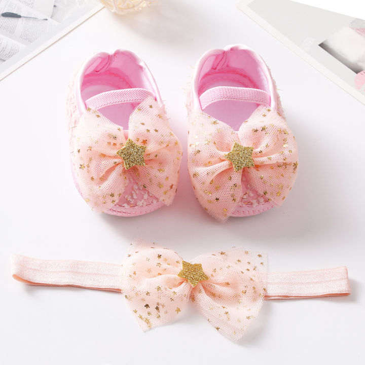 2Pcs%20Newborn%20Infant%20Baby%20Girl%20Shoes%20+Headband%20Set%20Lace%20Big%20Bowknot%20Princess%20Cute%20Flats%20Soft%20Sole%20Shoes%20-%20Image%202