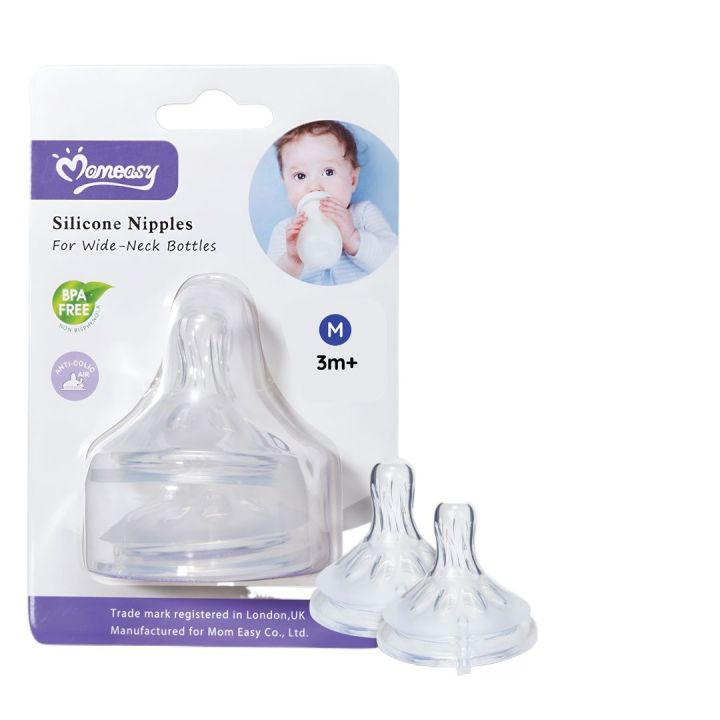 Momeasy%20Silicone%20Nipples%20/%20Teats%20%E2%80%93%20Wide%20Neck%20for%20Natural%20Bottles%20(Medium%20Size,%203m+)%20-%20Image%202