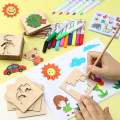 5-20pcs Montessori Kids Drawing Toys Wooden DIY Painting Stencils Template Craft Toys Puzzle Educational Toys for Children Gifts. 