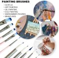 Miya Himi Artist Paint Brushes Set of 5 for Acrylic Oil Watercolor Gouache Face and Body Painting with Hog Hair.