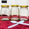 Full Airtight 250 ml. 04 Pcs Glass Jar for Kitchen & Dining. Glassware Food container with new steel cap.. 