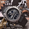 SANDA New Products Launched Creative Waterproof Multifunctional Men's Leisure Sports Luxury Quartz LED Swimming Military Men's Watch. 