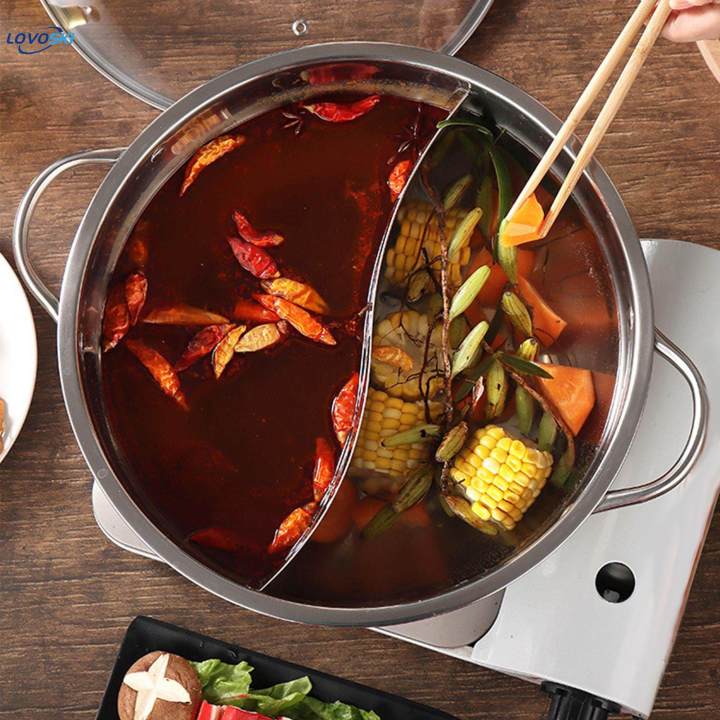 Hot Pot Cooking Pot Cookware Dual Sided Soup Stockpot Hot Pot Cookware Ramen Cooker for 32cm