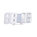 OIMG White Shell White Display 3D Led Digital Clock Electronic Table Clock Larm Clock Wall Glowing Hanging Clocks White Shell White Display.