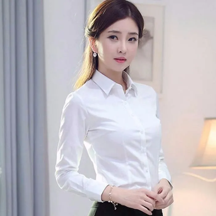 Women's%20Short-Sleeved%20Cotton%20Shirt2023New%20Korean%20Style%20Slim%20Fit%20All-Matching%20Work%20Clothes%20Summer%20Professional%20Top%20Shirt%20-%20Image%204