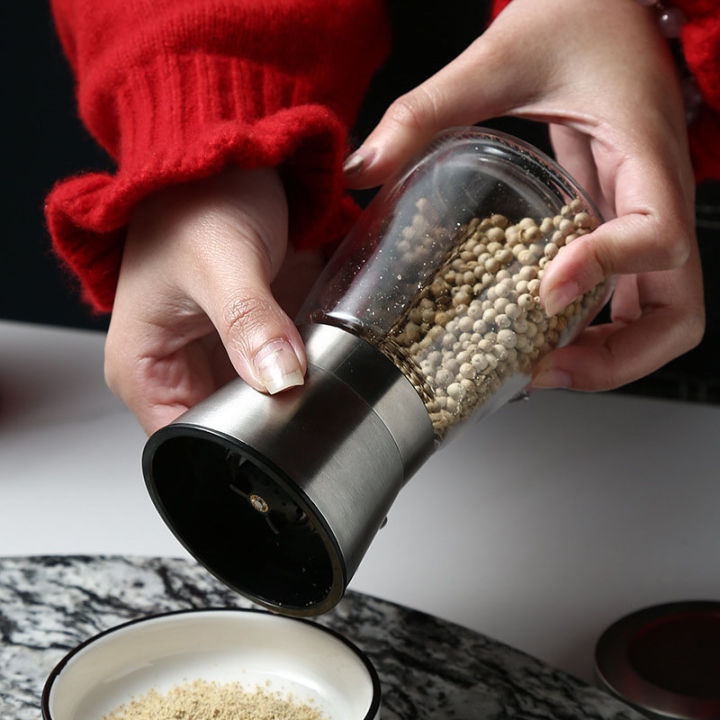 1pc Stainless Steel Pepper Grinder, Seasoning Bottle, Glass Seasoning Bottle, Grinder, Crusher