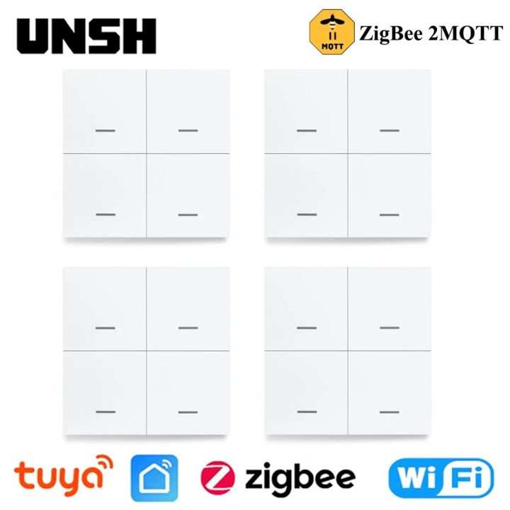 Tuya ZigBee Smart Scene Switch 4 Gang 12 Scene Switch Push Button Smart Life Controller Works With 2MQTT And ZigBee Gateway