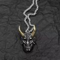Japanese Oni Samurai Necklace Punk Personality Demon Ghost Mask Pendant Necklaces Men Jewelry Hip Hop Rock Long Chain Jewelry. 