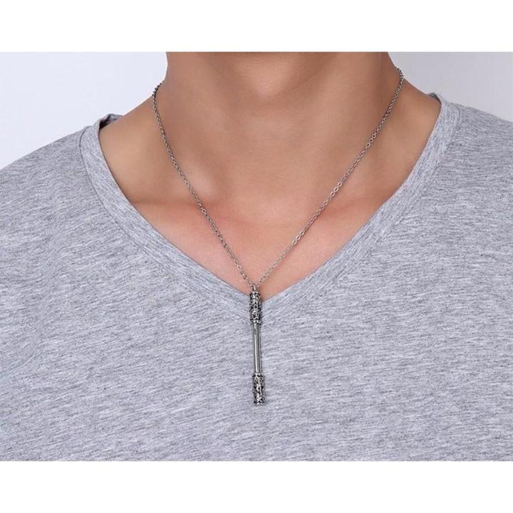 Vintage Stainless Steel Jingubang Golden Cudgel Monkey Accessories King Pendant Necklace Chain for Men - Steel chain