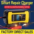 12V Car Battery Charger Pulse Repair LCD Display Smart Fast Charge AGM Deep Cycle GEL Lead-Acid Charger for Auto Motorcycle. 