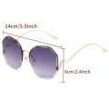 3pcs/set Rimless Sunglasses Women Metal Female Vintage Ladies Stylish Design Oversized Square Sun Glasses UV400. 