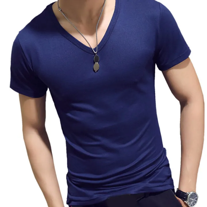 Top%20Tees%20Man%20T-Shirt%20Fitness%20T-shirts%20Mens%20V-Neck%20Man%20T-shirt%20For%20Male%20T-shirts%20Summer%20Casual%20Gym%20Solid%20Color%20Tops%20-%20Image%202