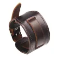Trendy Men Wide Leather Bracelet Brown Wide Cuff Bangles Vintage Punk Wristband Men Jewelry Diy Bracelets Accessories. 
