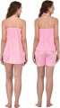 Tree Part Satin Solid Women Nighty Set - Stylish Night Dress for Women - Perfect for All Seasons. 
