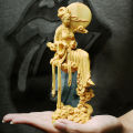 Boxwood Wood Carving Beauty Chang'e Statue Mythological Figure Sculpture Craft. 